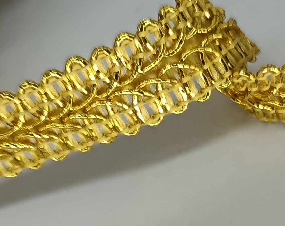 Тесьма люрекс Шанель плетеная, ш. 1,5 см, золото