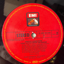 Винтажная виниловая пластинка LP Brigitte Fassbaender, Erik Werba, Lieder Von Schumann Und Brahms Шуман Брамс (Германия 1976)