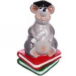 Копилка из гипса «Крыс ученый» 28см серый