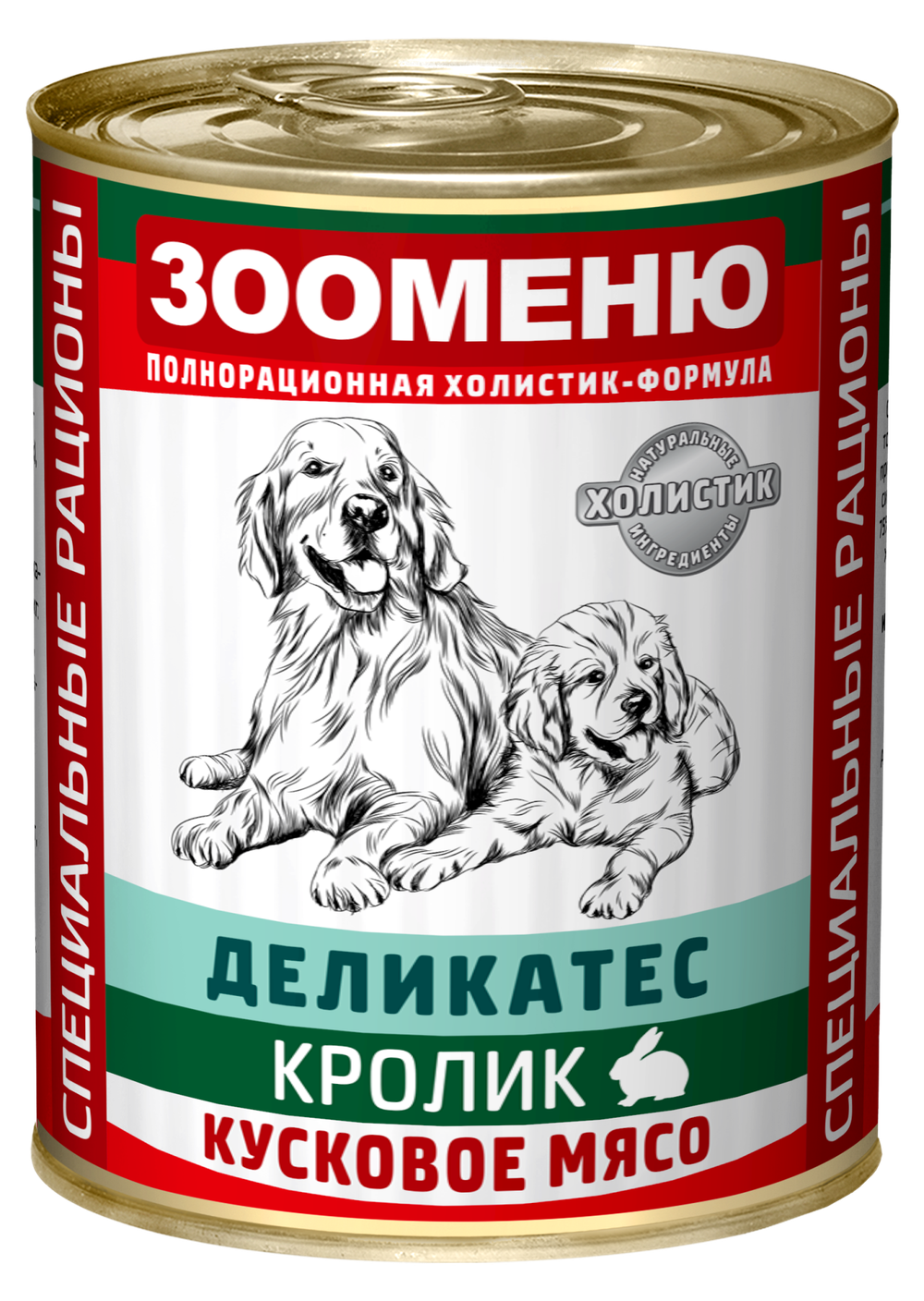 ЗООМЕНЮ ДЕЛИКАТЕС, мясные консервы для собак (Кролик с гречкой)