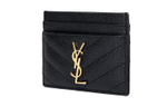 SAINT LAURENT CASSANDRE Grain Embossed Cow Leather Card Holder Card Holder Regular Women"s Black