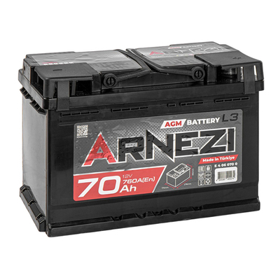 Аккумулятор ARNEZI AGM Start-stop 70 А/ч обратный R+ 278x175x190 L3 EN 760 А