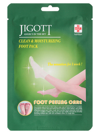 JIGOTT Маска-носочки для ступней ног отшелушивающая, 20мл*2шт
