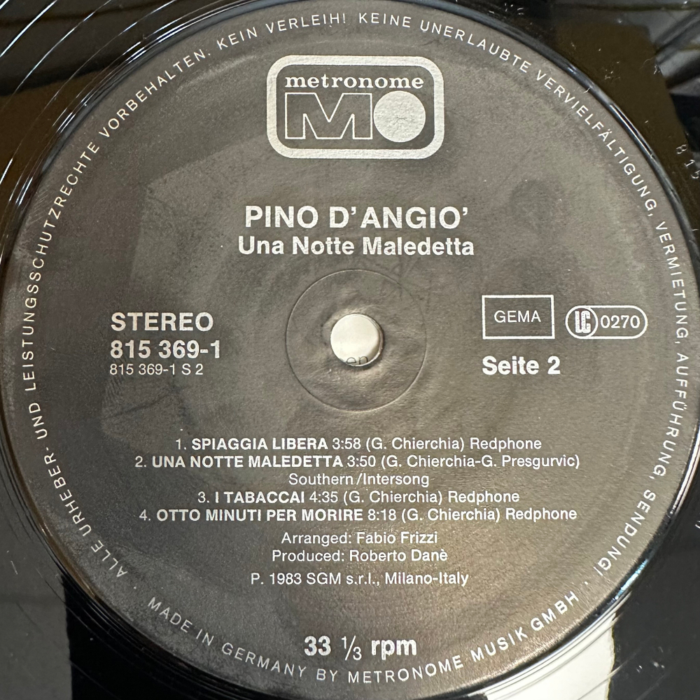 Pino D'Angio - Una Notte Maledetta (Германия 1983г.)