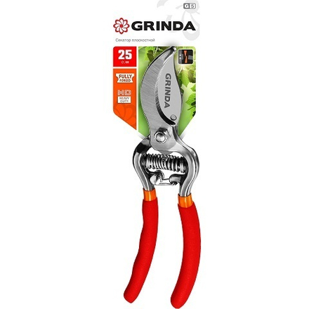 G-5 Секатор цельнокованый, с эргономичными рукоятками, плоскостной, GRINDA, 423105