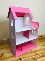 Домик для кукол 3-х этажный БОЛЬШОЙ ДЕРЕВЯННЫЙ окрашенный
