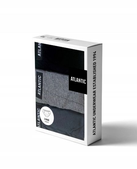 Мужские трусы (3шт) слипы классика Atlantic 3BMP-006,черный+серый+графит