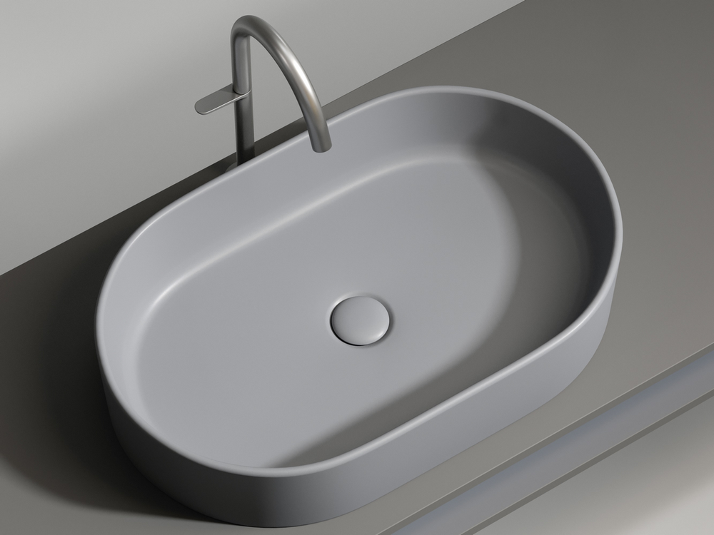 Умывальник чаша накладная овальная (цвет Антрацит Матовый) Element 608x385x122мм