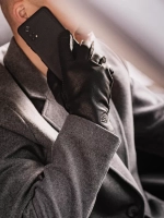 Утепленные перчатки из натуральной кожи