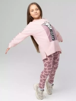 Розовый костюм для девочки на весну с леггинсами