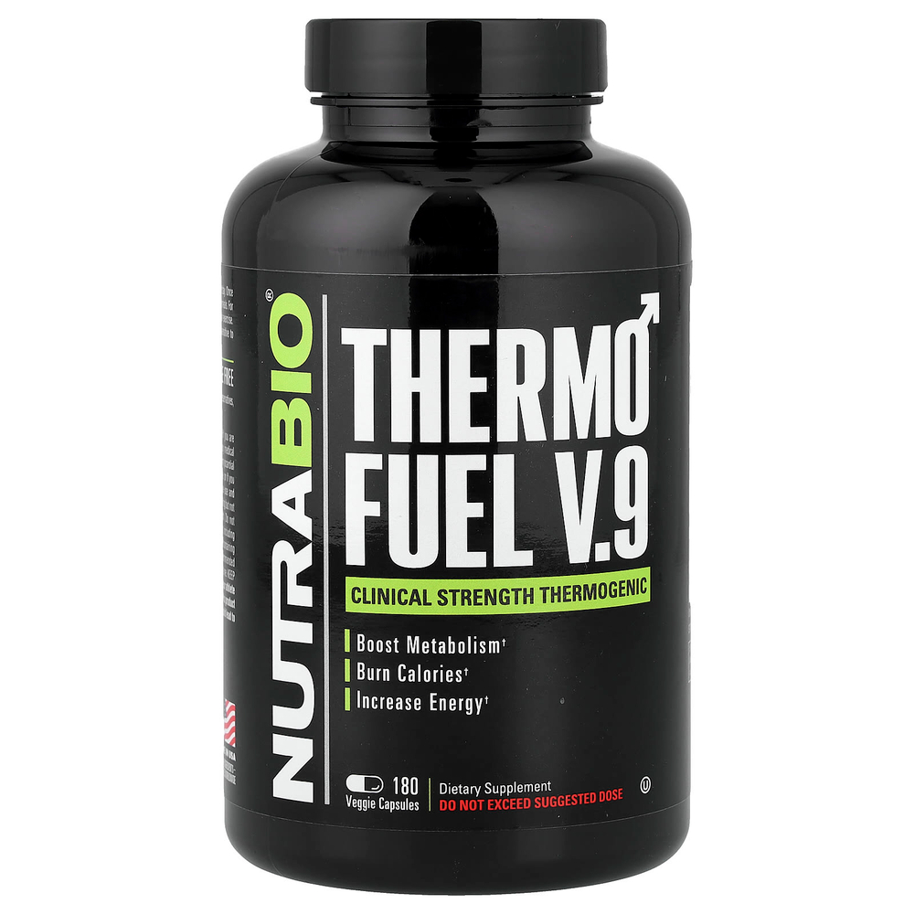 NutraBio, Thermo Fuel V.9, 180 растительных капсул
