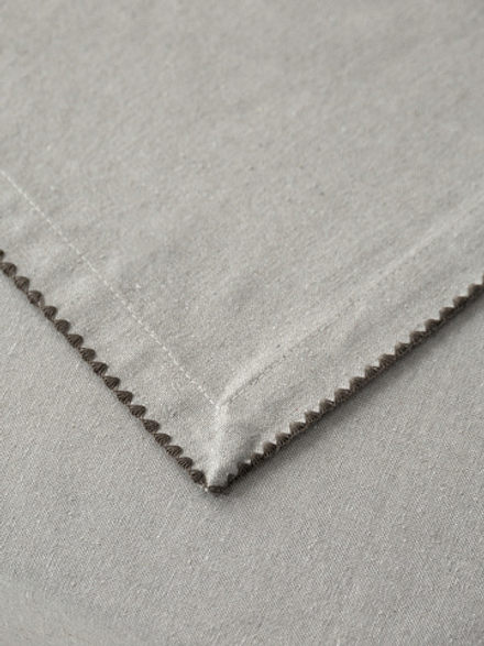 Дорожка на стол Natural вышивка по краю 35x160, светло-серый меланж