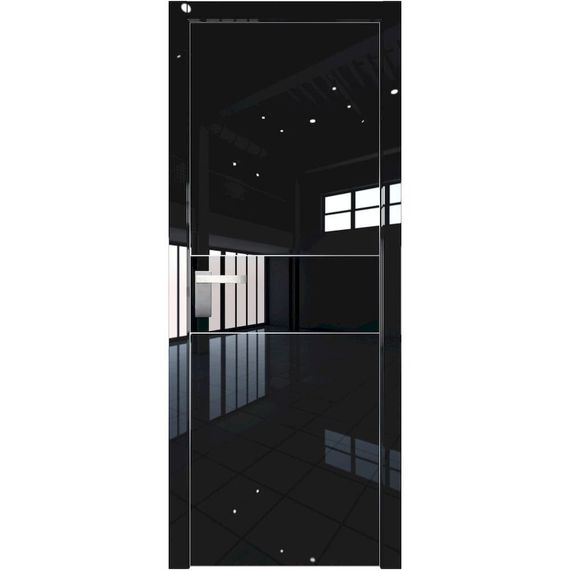 Межкомнатная дверь глянцевая Profil Doors 17LE чёрный люкс со вставкой