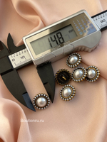 Пуговицы бронзовые с жемчугом и косичкой (темные медные)