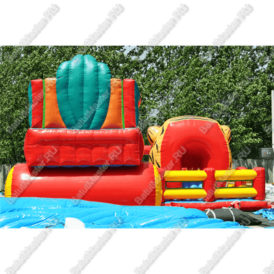 Большая надувная горка "Кобра эконом с роботом", 12*11*7 м