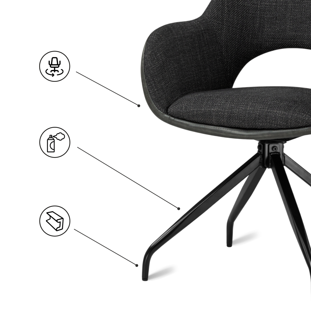 Стул на металлокаркасе Woodville Memfis graphite, black, ножки черные