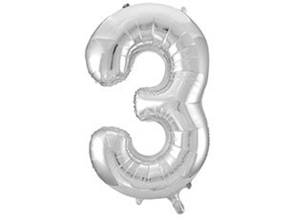 Шар фольга 26" "Цифры" 0 - 9 (66 см) серебро
