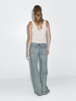Massimo Dutti Джинсы с высокой талией и широкими штанинами, светло-голубой