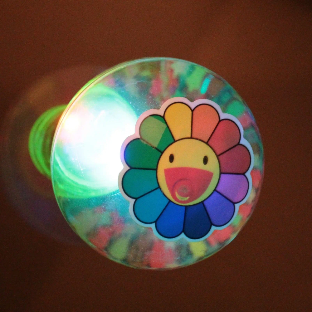 Мяч 6,5 см «Радужный цветочек» (попрыгун с водой и подсветкой) СТИКЕР НА ВЛОЖЕНИЕ