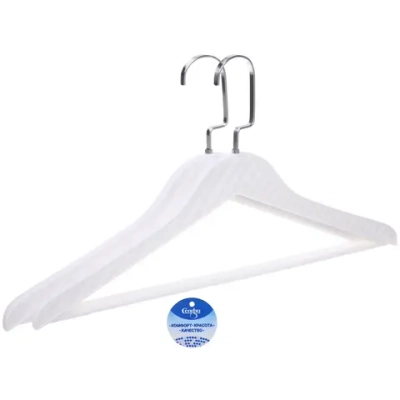 Плечики для одежды 2шт «ФРАТТО», цвет белый, 44*24см (Лейбл Селфи) имитация под кожу