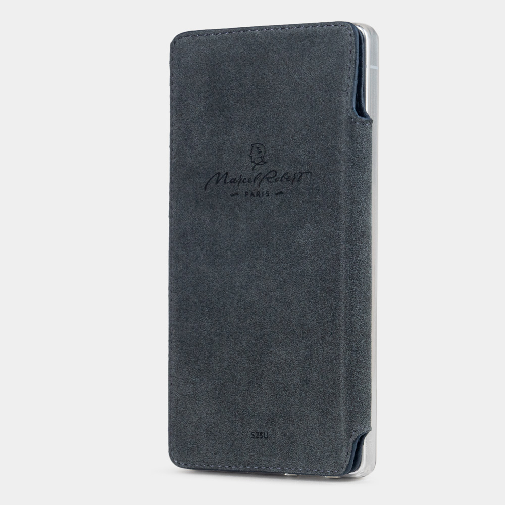 Чехол-книжка для Samsung Galaxy S25 Ultra из кожи теленка, синего цвета