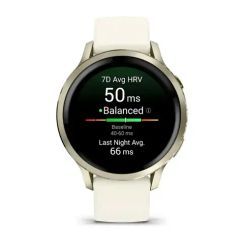Смарт-часы Garmin Venu 4 (41 мм) лунное золото с силиконовым ремешком цвета слоновой кости
