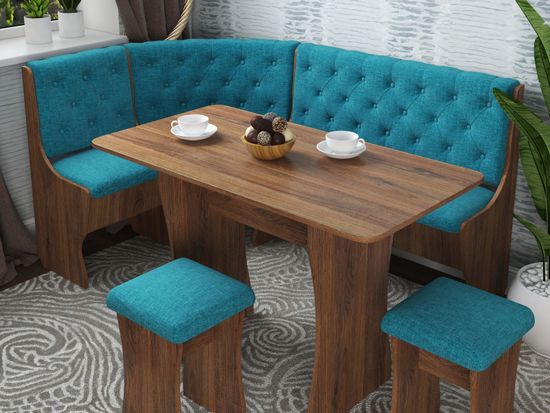 Кухонный уголок bravo "Оливьер" (Дуб Аризона/Рогожка Savana Plus Lagoon (AT)) -G/Л3