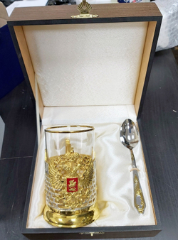 Подстаканник Герб РФ с ложечкой