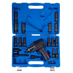 KING TONY (44108AMP01) Гайковерт пневматический ударный 1/2", 881 Нм, с комплектом головок, 19 предметов