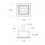 Форсунка для душа встраиваемая квадратная 477202CUC медь