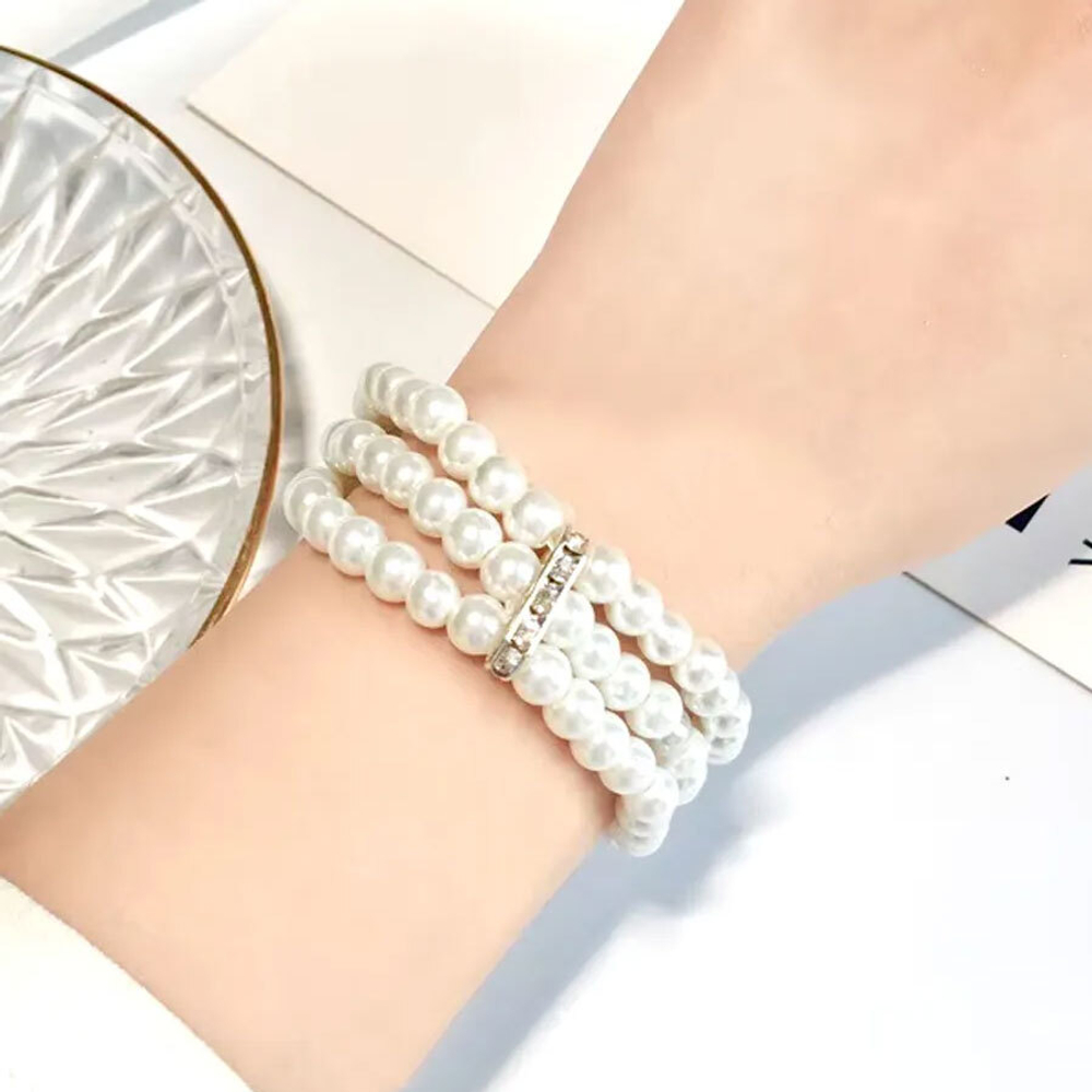 Браслет жемчуг со стразами