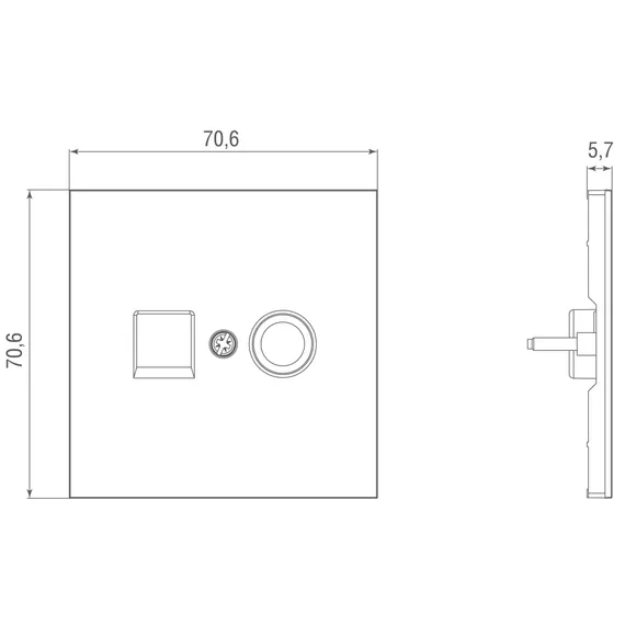 Donel R98 алюминий накладка для розеток RJ45+SAT, 2-я, серия DA