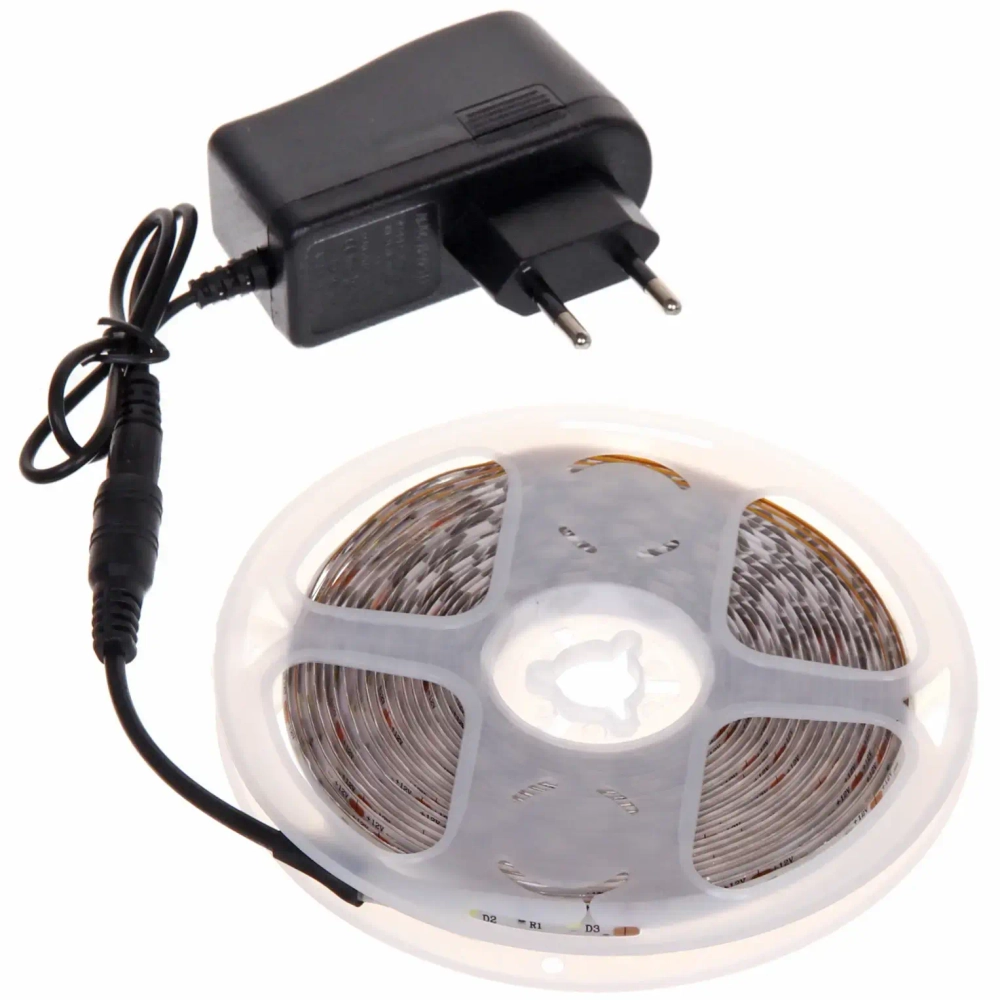 Гирлянда для дома Лента светодиодная самоклейка 5м*8мм, 300 ламп LED, 1 реж, б/пульта, степень защиты IP64, Белый (арт.542-131)