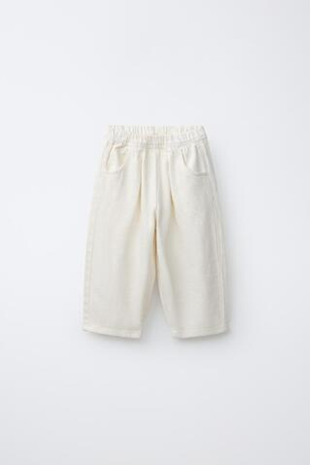 ZARA СВОБОДНЫЕ БРЮКИ ИЗ САРЖИ, ЭКРЮ