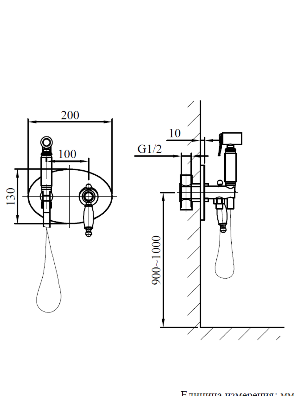 Встраиваемый гигиенический душ AltroBagno Beatrice 060114 ROr