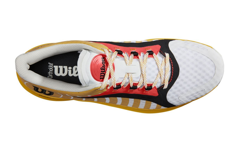 Мужские кроссовки для Падел Wilson Hurakn Pro - white/old gold/fiery coral