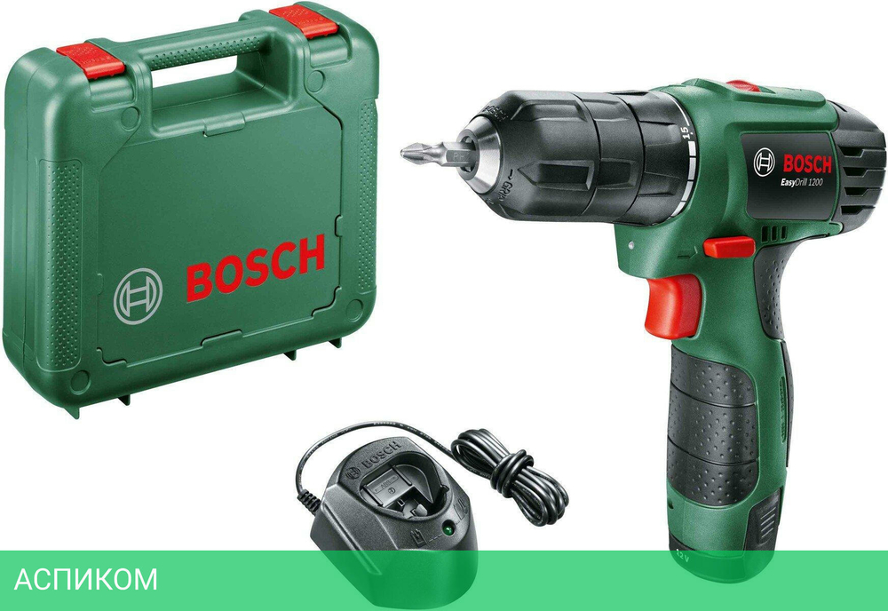 Дрель-шуруповерт Bosch EasyDrill 1200 с 1-им АКБ, кейс (06039D3006)