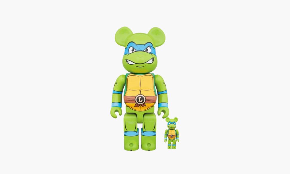 Bearbrick Medicom TMNT Leonardo &quot;100% &amp; 400%&quot; Set Green