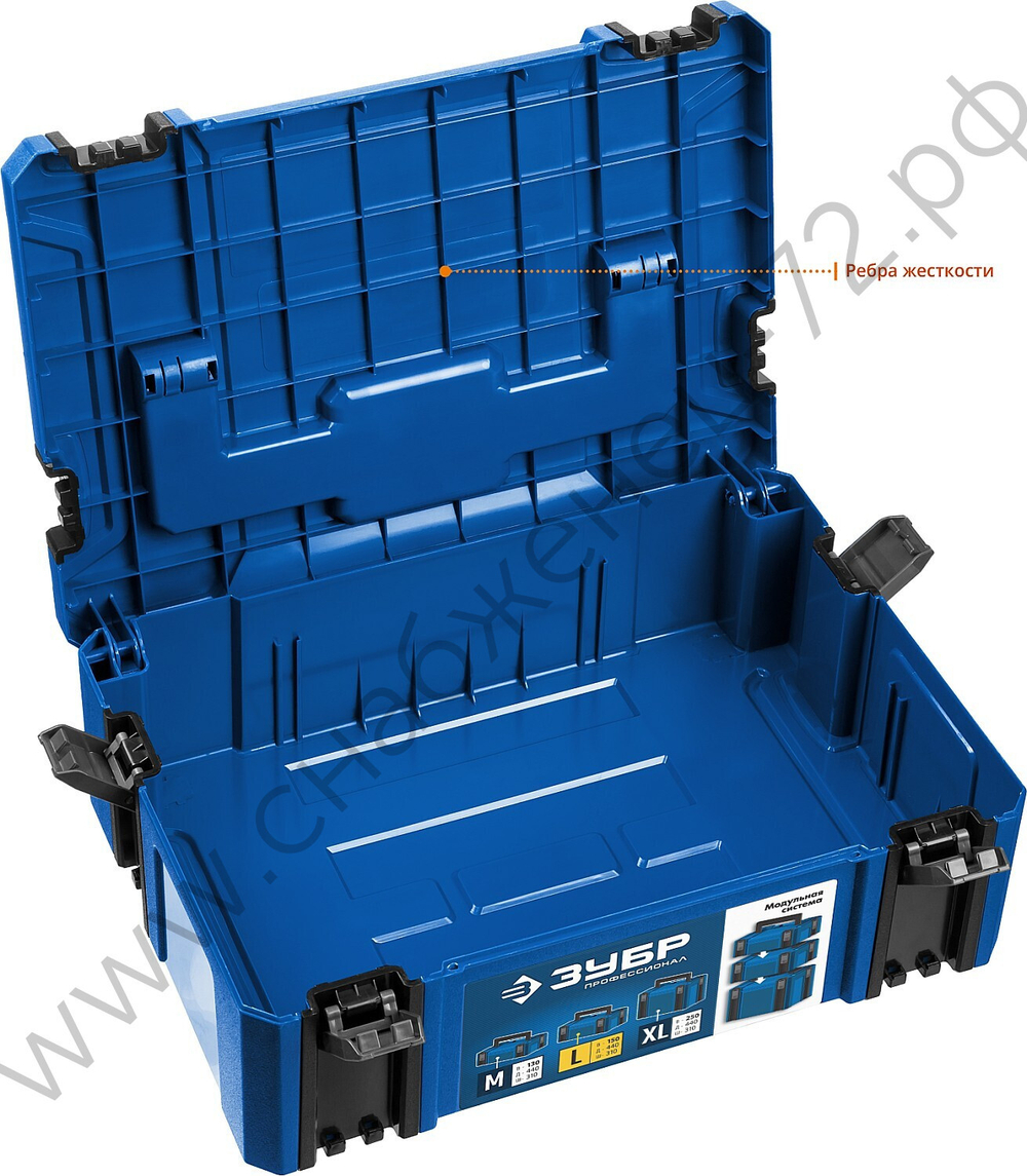 ЗУБР МОДУЛЬ-15, 440 х 310 х 150 мм, (17″), размер L, пластиковый ящик для инструментов, Профессионал (38165-15)