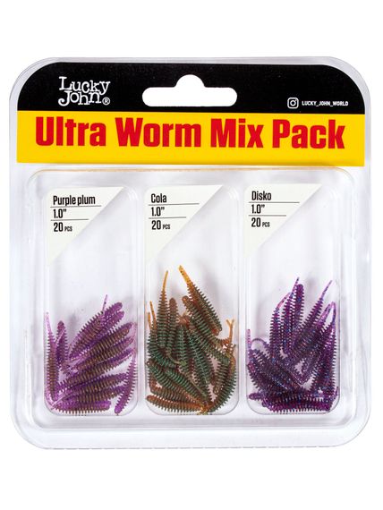 Слаги съедобные искусственные LJ Pro Series ULTRA WORM 1,0in (02.54)/MIX1 60шт.