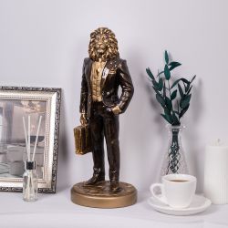 Скульптура Лев Бизнесмен Бронза Коричневый