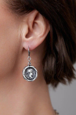 Серьги монеты с мужским профилем, оттенок черненое серебро