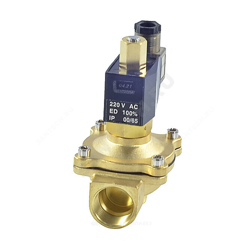 Клапан электромагнитный латунь НО СК-21 Ду 15 Ру7 G1/2" ВР с катушкой 220В 90С Росма 00000012956