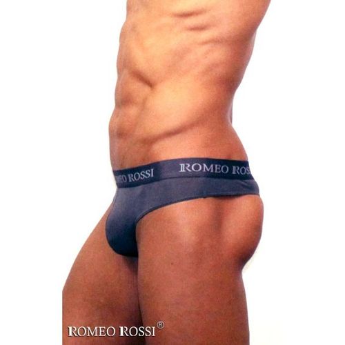 Мужские трусы стринги c резинкой Romeo Rossi темно-серые RR1006-04