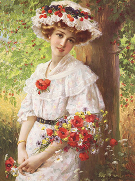 Основа с рисунком   для вышивания лентами "Под вишневым деревом"