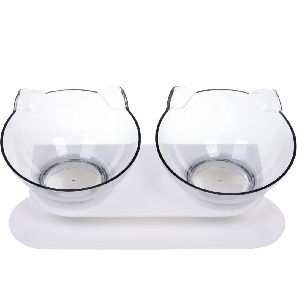 Миска пластиковая на подставке «МУРОЧКИН», цвет белый, 14*27см /270мл