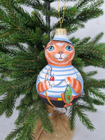 Котик Савелий стеклянная игрушка