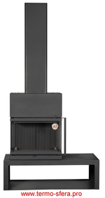 Камин МАДРИД на дровнике Гигант слева черный шамот подовый