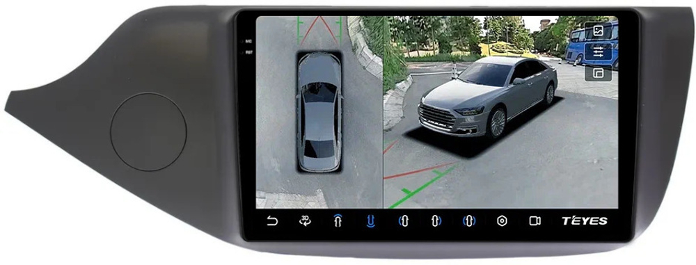 Магнитола для KIA Ceed 2 (JD) 2012-2018 (рамка матовая) - Teyes CC3-2K-360 на Android 10, 2K QLED, 6Гб+128Гб, CarPlay, 4G SIM-слот, 4 камеры в комплекте