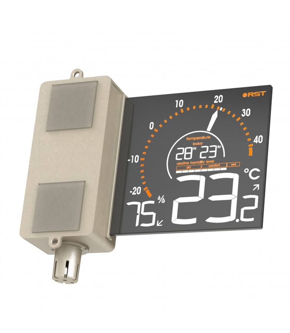 Оконный термометр-гигрометр с инверсивным зеркальным дисплеем RST01088